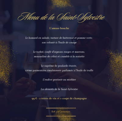 🎉 Découvrez notre menu festif de la Saint-Sylvestre ! 🥂